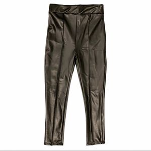 Girls black faux leather leggings